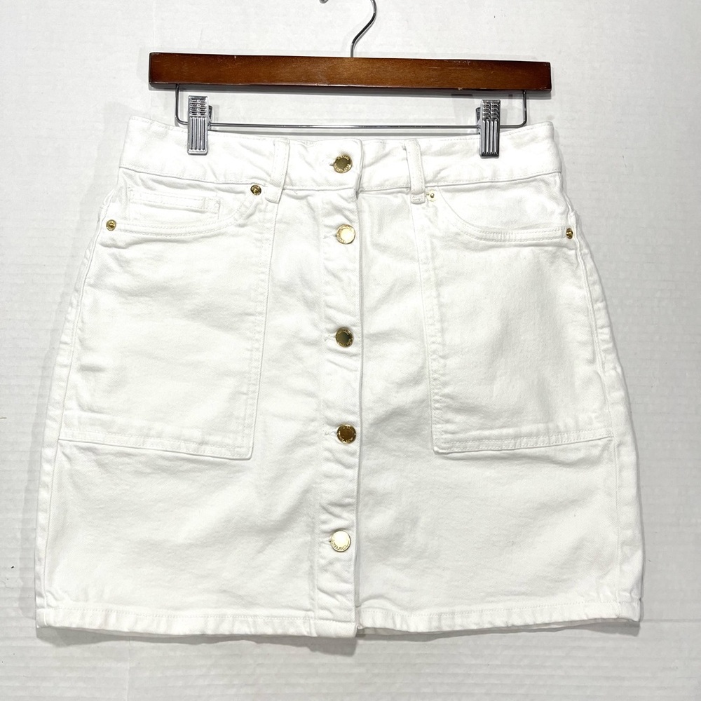 MICHAEL KORS BUTTON FRONT WHITE JEAN SKIRT
